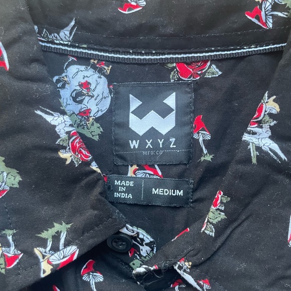 WXYZ MFG CO. Mens Skelton's Floral Size medium Button Down Black Halloween Shirt - Picture 6 of 10